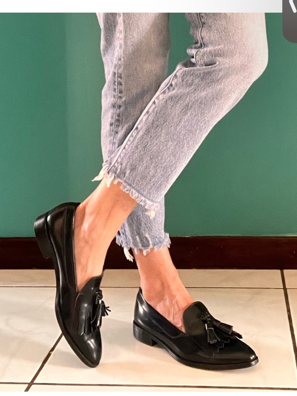 New Everlane Black leather Modern tassel loafers Made in Italy
